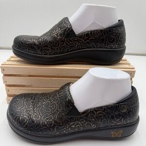 Alegria Clogs Keli Bronze‎ Bouquet Embossed Leather Women 38 US 8-8.5